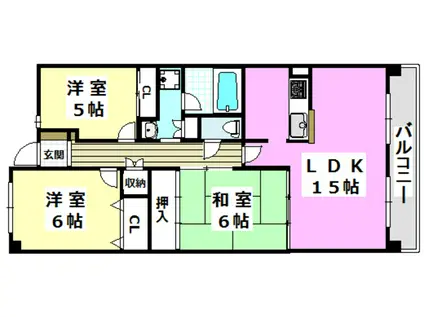 KDXレジデンス茨木I(3LDK/4階)の間取り写真