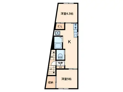 遠藤ビル(2K/2階)の間取り写真