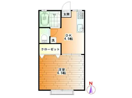 コーポ第一聖(1DK/2階)の間取り写真