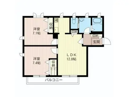 ブルースカイ(2LDK/2階)の間取り写真