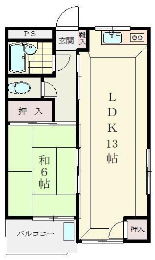ハイツ田中(1LDK/2階)の間取り写真