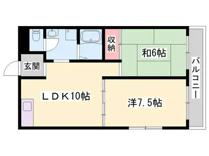 サニーハイム山氏浦 A棟(2LDK/1階)の間取り写真