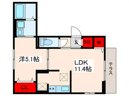 ラリュール江戸川I(1LDK/1階)の間取り写真