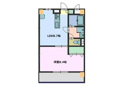 リヴェール中央(1LDK/4階)の間取り写真