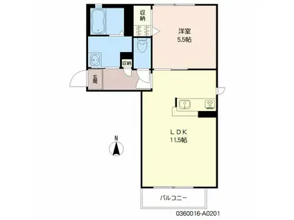 ファミールK(1LDK/2階)の間取り写真