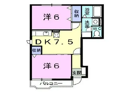 ソレイユ21A(2DK/1階)の間取り写真