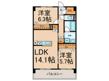 LEGAME(2LDK/2階)の間取り写真