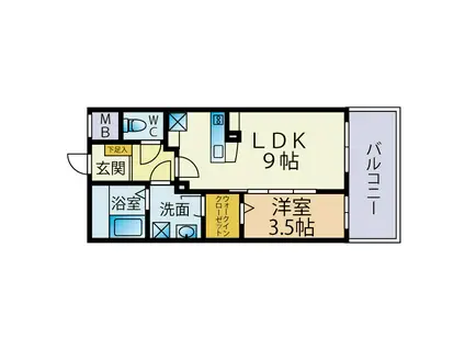 ファーメリー那の川(1LDK/6階)の間取り写真