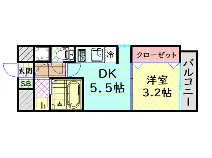 レジュールアッシュウエストレジス(1DK/4階)の間取り写真