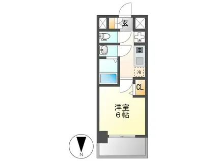 プレサンス千種駅前レガート(1K/3階)の間取り写真