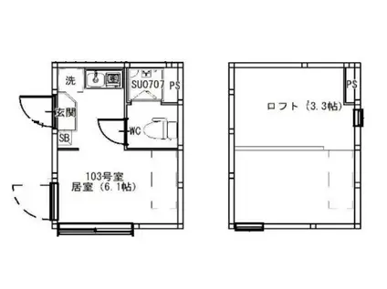 BLUE SANDS(ワンルーム/1階)の間取り写真
