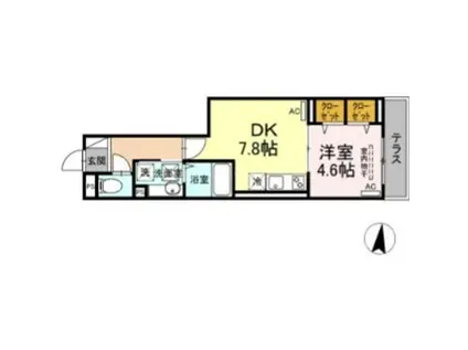 セレスティア大谷田(1DK/1階)の間取り写真