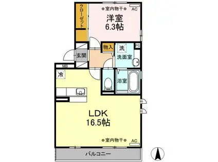 グローリアス III(1LDK/1階)の間取り写真