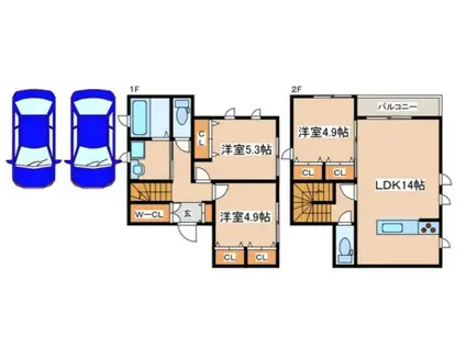 東阿保戸建 B棟(3LDK/1階)の間取り写真