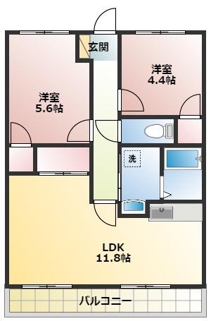 フロントヒルズIII(2LDK/4階)の間取り写真