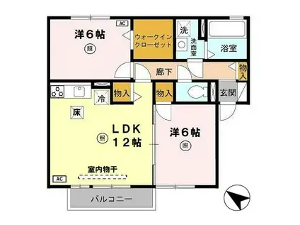 ベッラローゼ(2LDK/1階)の間取り写真