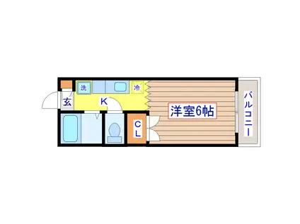 コーポヒロセリバーハイツ(1K/2階)の間取り写真