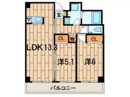 CHERRY HOUSE6(2LDK/2階)の間取り写真