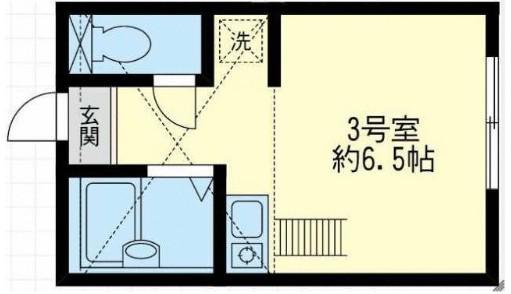 グレースヒルズ横浜西(ワンルーム/1階)の間取り写真