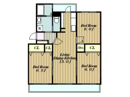 VILLAGE森の里A号棟(3LDK/3階)の間取り写真