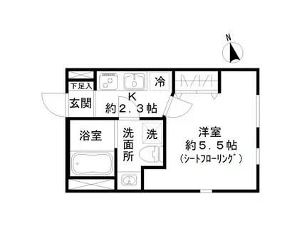 STRIPES東大井(1K/3階)の間取り写真