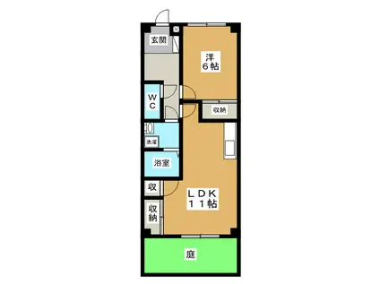 セディアス 2(1LDK/1階)の間取り写真