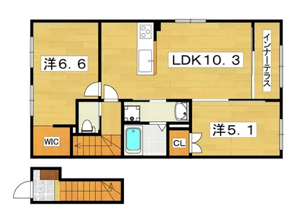 郡津3丁目アパート(2LDK/2階)の間取り写真
