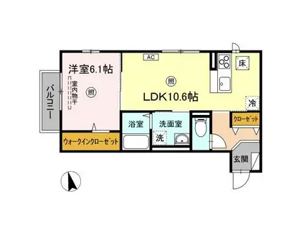 スペースゆう(1LDK/1階)の間取り写真