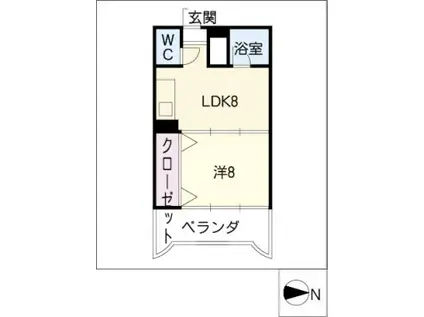 第3宮地マンション記念橋(1LDK/8階)の間取り写真