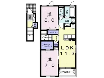 セトルマロンII(2LDK/2階)の間取り写真