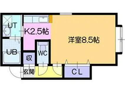 グランシエル(1K/1階)の間取り写真