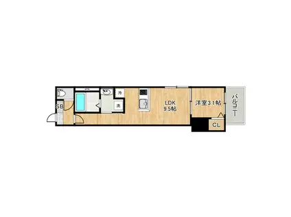 ハーモニーテラス西今川(1LDK/2階)の間取り写真