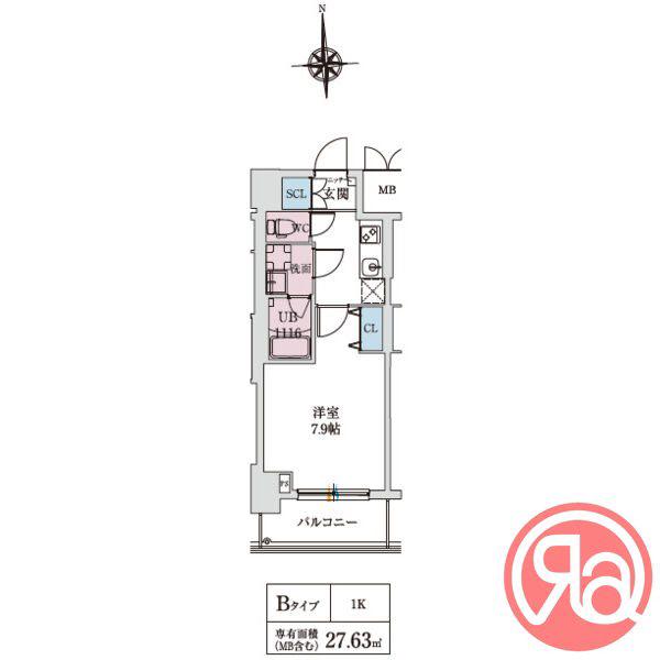 スプランディッド上本町ウエスト(1K/7階)の間取り写真