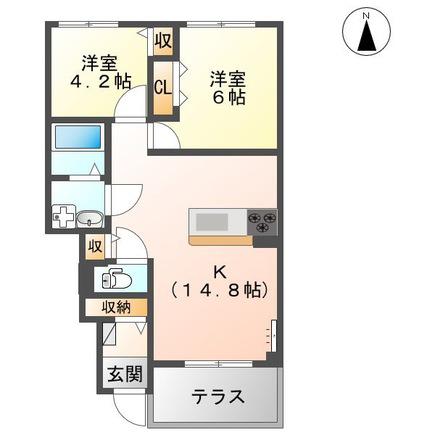 フロムS(2LDK/1階)の間取り写真