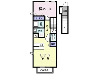 ボナンザ(1LDK/2階)の間取り写真