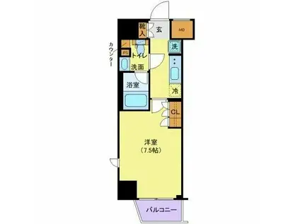 ジェノヴィア新宿早稲田グリーンヴェール(1K/11階)の間取り写真