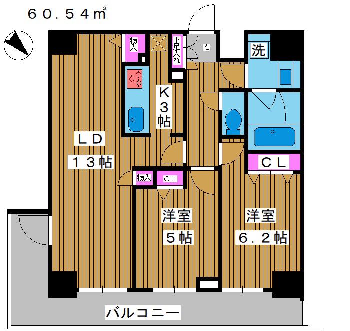 ドゥーエ東十条(2LDK/10階)の間取り写真