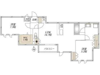 シュシュ・ドミールII(2LDK/2階)の間取り写真