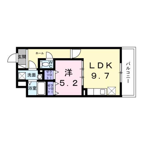 ウィングコート天王寺(1LDK/5階)の間取り写真