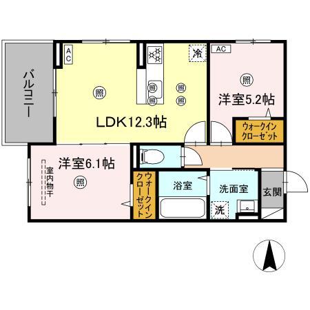 ル コンテ(2LDK/3階)の間取り写真
