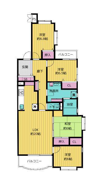 COURT HILLS 白楽東(4LDK/1階)の間取り写真