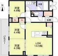 ブライトガーデン(3LDK/3階)の間取り写真