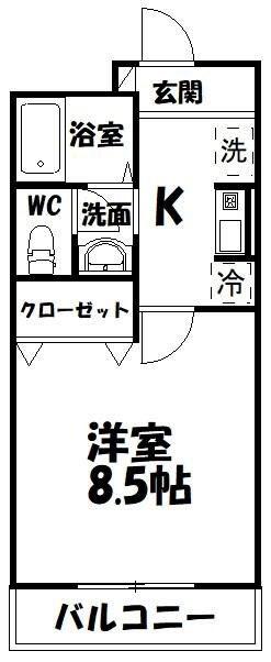 マンションあすか(1K/2階)の間取り写真