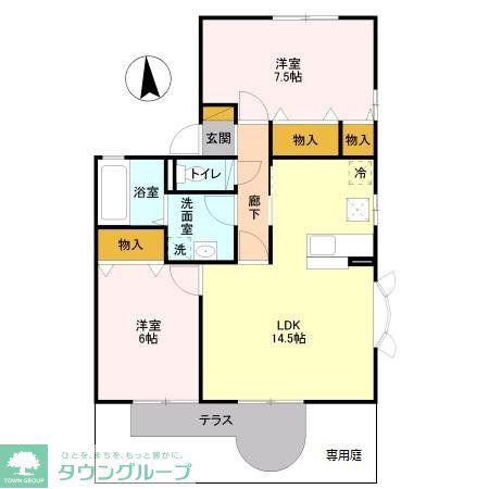 コンフォートエスパシオ(2LDK/1階)の間取り写真