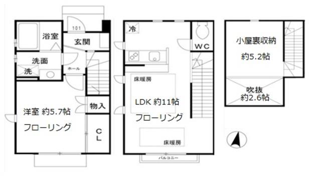 PINLIVRE(1LDK/1階)の間取り写真