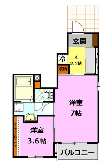 アニメート(2K/1階)の間取り写真