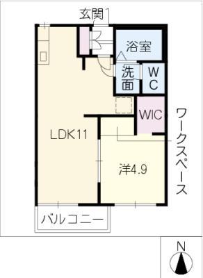 月ヶ丘ハイツ(1LDK/2階)の間取り写真
