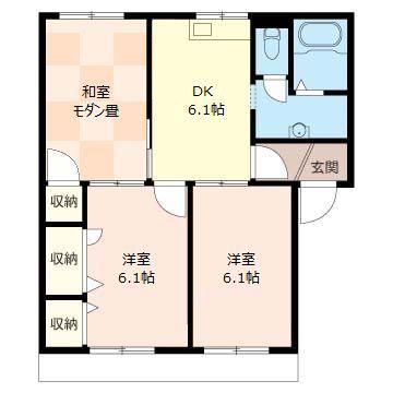 サンハイム下里見B(3DK/1階)の間取り写真