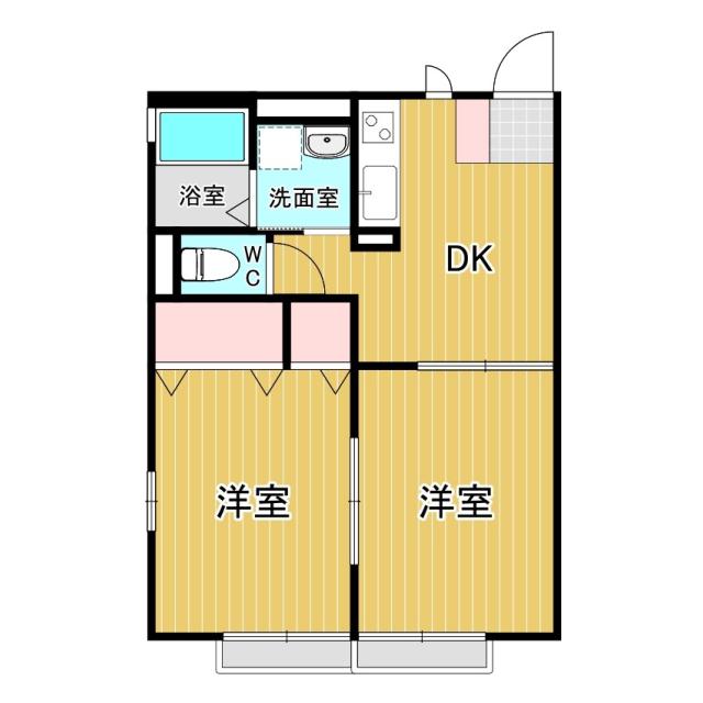レジデンス薬師堂A(2DK/2階)の間取り写真
