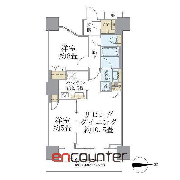 浅草タワー(2LDK/23階)の間取り写真